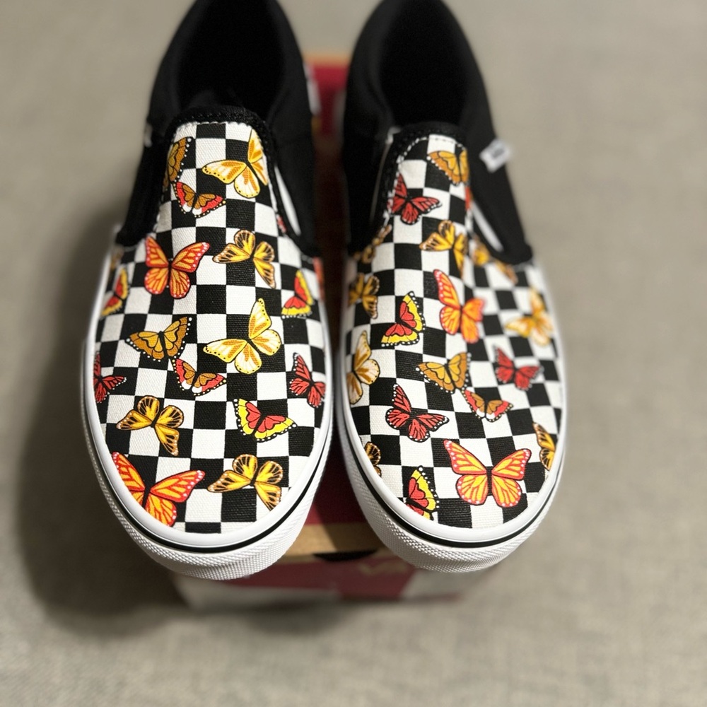 Vans asher butterfly girls slip on